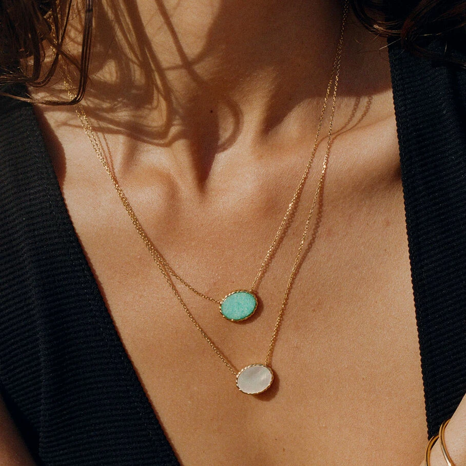 Collier Mi-long ATMA - Amazonite/ Jaune â Image 4